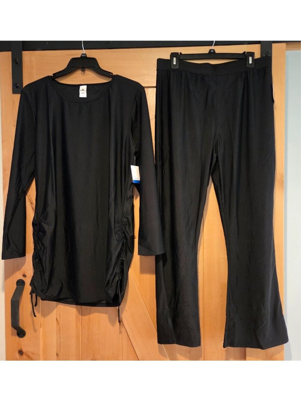 New! Dreamwave Size XL Black 2 Piece Modest Swim Shirt & Pants UPF 50+ Wide-Leg